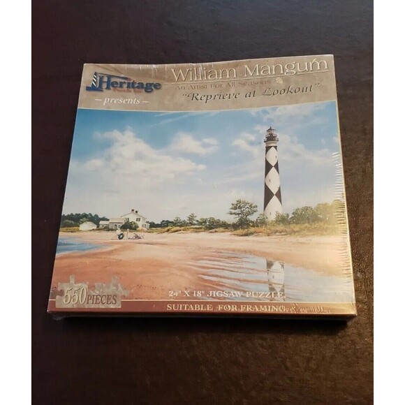 WILLIAM MANGUM "REPRIEVE AT LOOKOUT" Lighthouse 550pc 24x18 Heritage Puzzle Inc - Picture 5 of 5
